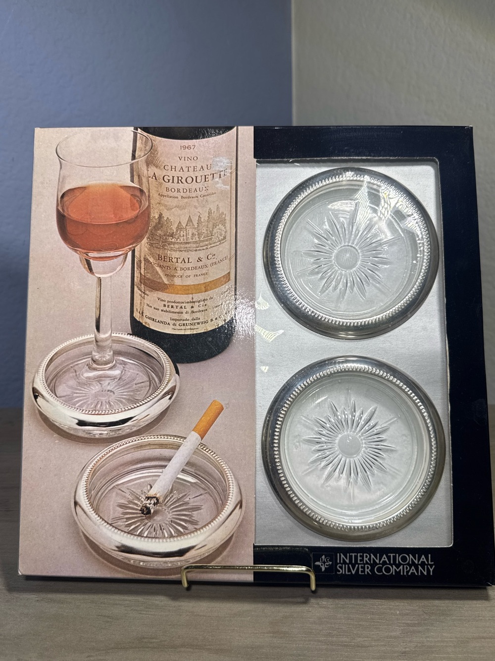 Vintage NOS International Silver Italy Silverplate Coaster Set 4 Boxed